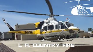 L. A. County Fire helicopter startup and take off