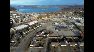 Aerial views of CPKC trains meeting at Marathon, Ontario, Canada ~ November 20, 2023