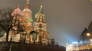 #Moscow St. Basil's Cathedral, Red Square, Kremlin and GUM on New Year's Eve.