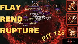 Diablo 4 - Season 4 Flay Rend Rupture Bleed Barbarian Build & Pit Clear 125