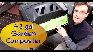 Amazon 43 Gallon Plastic Garden Composter Assembly, setup, review