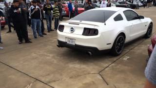 Mustang Shoots Flames! (Cars and Coffee Plano November 2015)