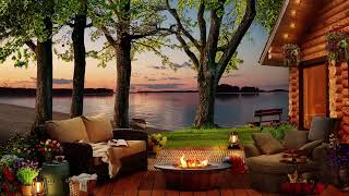 Cozy Campfire   Summer Cozy Cabin Porch Ambience   Burning Fireplace & Crackling Fire Sounds