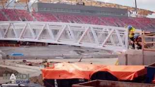 ALUMINUM BRIDGE IS PEDESTRIAN GATEWAY TO NEW TD PLACE SPORTS STADIUM COMPLEX