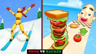 Sandwich Runner vs Kick & Break The Ragdoll funniest gameplay- NOOB vs HACKER