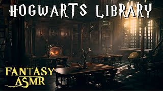 📚Ambience ASMR | Hogwarts Library📚 Pages turning, rain on windows (⚡Harry Potter Inspired ASMR⚡)