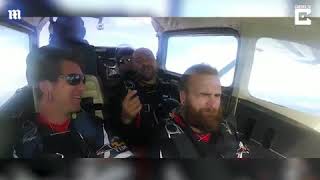 Cool Flyings! Four men skydive while in BOBSLEIGH formation