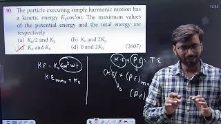 The particle executing SHM has a kinetic energy K0cos2wt . The maximum values of the potential .....