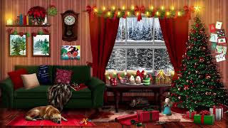 Cozy Christmas Holiday Living Room 🎄 ASMR winter ambience ⛄ paper rustle, crinkles, clock, bells 🎁