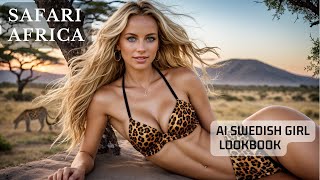 🦓🐯🐆Swedish Girl: Bikini Animal Pattern. Back to Safari, Africa. [AI Vlog AI Art - Lookbook]