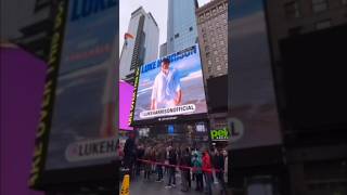 Saw THIS on my first day in New York!! #timessquare #billboard #shorts #insane #singer #artist