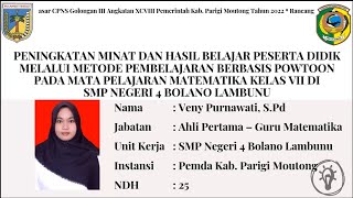 VENY PURNAWATI, S.Pd - Ujian Laporan Aktualisasi Latsar CPNS Angkatan XCVIII (98) Kab.Parigi Moutong