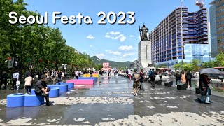 서울 페스타 2023 광화문, 드론 라이트쇼, 명동 | Seoul Festa 2023 Gwanghwamun, Drone Light Show, Myeongdong | 4K UHD