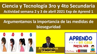 Ciencia y Tecnología 3ro y 4to Sec. Actividad semana 2 y 3 abril. Aprendo en Casa Exp de aprendizaje