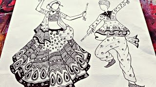 How to Draw Mandala & Zentangle Art | Colouring part of Navratri Couples | Zentangle | Doodle | #34