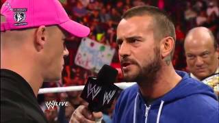 John Cena hits CM Punk with a pipe & then CM Punk kicks Mick Foley