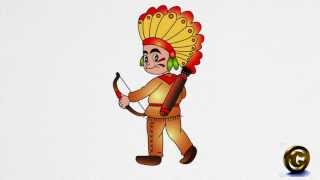 How to draw an American Indian step by step