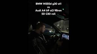 Скуф на дизеле кошмарит молодых гонщиков. BMW M550d st1 vs Audi A4 b9 st3 98 ron. Roll race 50-230