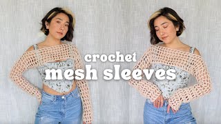 crochet mesh sleeves tutorial | easy crochet shrug for beginners!