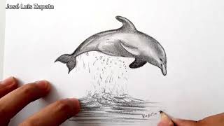 Dibujo con un solo lápiz un delfín en 3D | Dolphin fish painting in 3D | HD