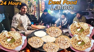 Lahori Street Food | Cheapest Desi Saag paratha Nashta | Aloo Paratha | Lahori Saag paratha On road|