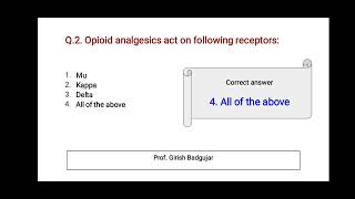 MCQs of Narcotic analgesics || Pharmacology