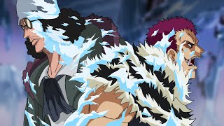 Katakuri discovers that Aokiji has frozen his sister Pudding in One Piece