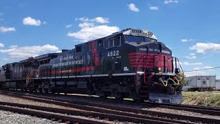 NS 4822 leads 142 north with NS 5336 "Operation Lifesaver trailing through Springdale Ohio!