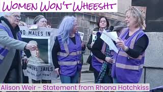 Alison Weir Reads Rhona Hotchkiss' Speech Prison Protest