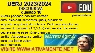 questão 10 uerj discursiva 2023 2024 probabilidade