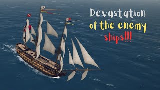 British Royal Navy fleet vs. Spanish fleet!!! Enemy ships exploded!!! UA: Age of Sail Custom Battle