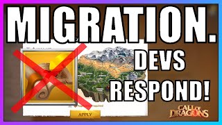 Devs RESPOND! Can we Migrate?? | Call of Dragons