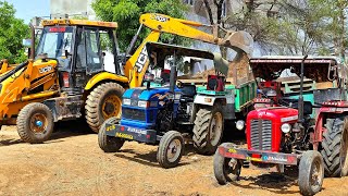 Jcb Kirlosker Backhoe Machine Loading Compost In Eicher and Massey Tractors with Trolley | Jcb Video