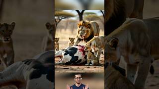 Wild Life Cow and Lion. #foryou #viral #shorts #unfreezmyaccount #growth #@aifuntv99 #ai #trending