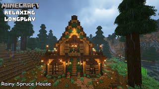 Minecraft Relaxing Longplay - Rainy Spruce Starter House - Cozy Cottage House ( No Commentary ) 1.20