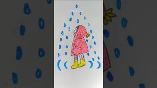 Girl on rain. 🌧🚶‍♀#satisfying #art #shorts #drawing #easydrawing #colouring #painting #creativeart