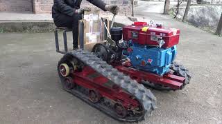 homemade tracked vehicle  10, turn test