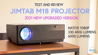 Jimtab M18 Projector REVIEW - NEW Upgraded Version - 6000 Lumens - Native 1080p (2021)