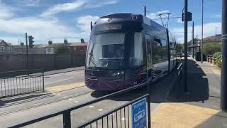 Blackpool Tram 010 departing Fleetwood Ferry (Platinum Jubilee livery)