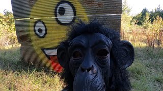 Giant emoji in the woods - with a gorilla