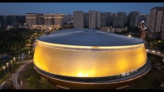 Awesome night view of Liangzhu-inspired comprehensive training center for the Hangzhou 2022