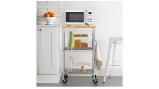 Basics Kitchen Rolling Microwave Cart on Wheels