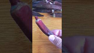 Satisfying PURPLE OKRA Cutting 🔪 #shorts #cuttingskills