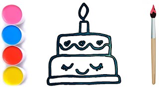 Simple Drawing Cake | Birthday Cake #81