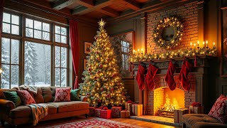 Peaceful Christmas Day Atmosphere 🎄 Jazz for Relaxation with a Warm, Crackling Fireplace