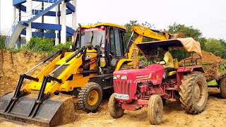 Jcb 3dx Backhoe Loader Machine Loading Mud In 2 Mahindra 475 Di Tractor | Jcb Tractor | Jcb Cartoon