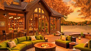 Autumn Jazz by the Peaceful Lakeside - Smooth Bossa Nova and Cozy Fireplace Ambience