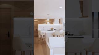 Amazing small white kitchen with an island bench in Melbourne apartment - 3D visualisation #interior