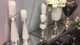 Handcrafted Ceramic Vases And Candle Holders With Pearls And Crystals