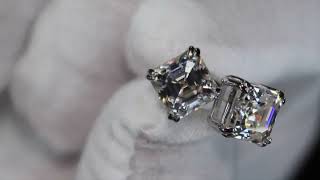 Moissanite Asscher Cut Diamond Ear Studs